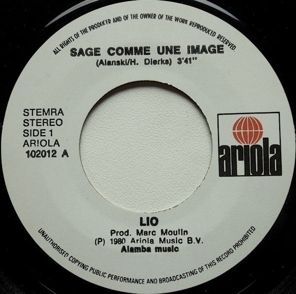 Lio : Sage Comme Une Image (7",45 RPM,Single)