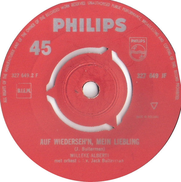 Willeke Alberti : De Winter Was Lang / Auf Wiederseh'n, Mein Liebling (7",45 RPM,Single,Mono)