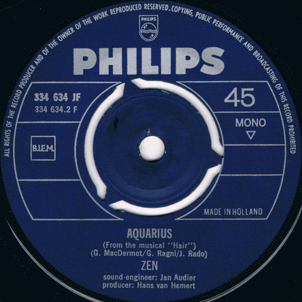 Zen (8) : Hair / Aquarius (7",Single,45 RPM,Mono)