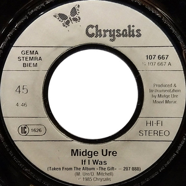 Midge Ure : If I Was (7",45 RPM,Single,Stereo)