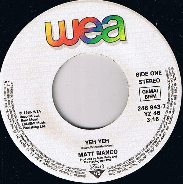 Matt Bianco : Yeh Yeh (7",45 RPM,Single)