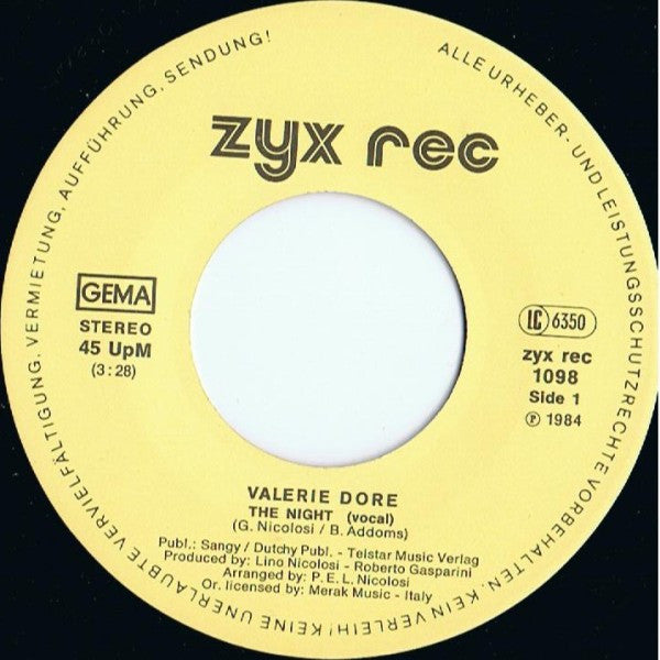 Valerie Dore : The Night (7",45 RPM,Single)