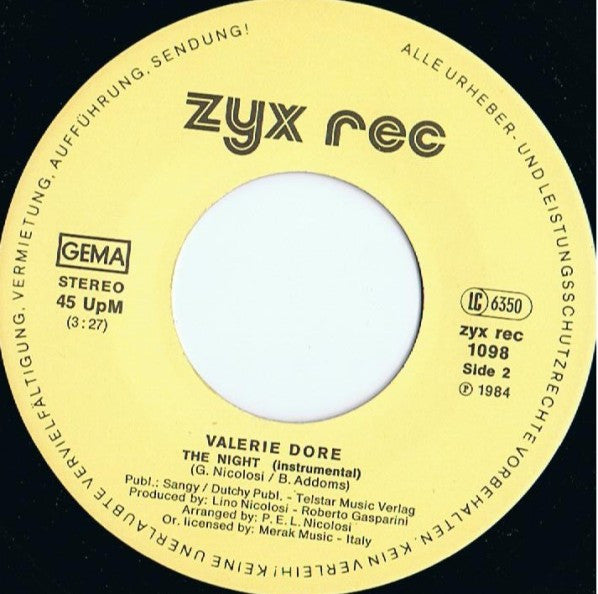 Valerie Dore : The Night (7",45 RPM,Single)