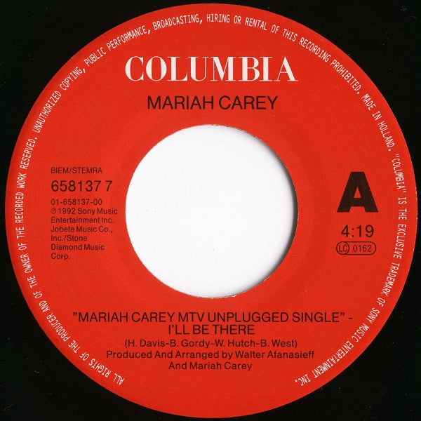 Mariah Carey : I'll Be There (MTV Unplugged) (7",45 RPM,Single)