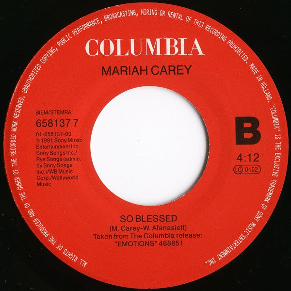 Mariah Carey : I'll Be There (MTV Unplugged) (7",45 RPM,Single)