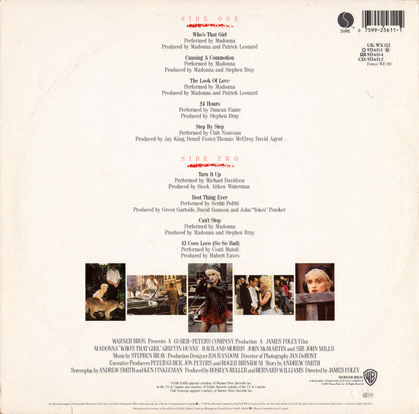 Madonna : Who's That Girl (Original Motion Picture Soundtrack) (LP,Album,Stereo)