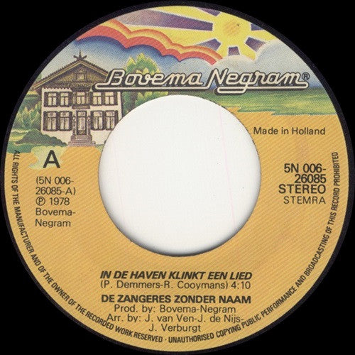 Zangeres Zonder Naam : In De Haven Klinkt Een Lied (7",45 RPM,Single)