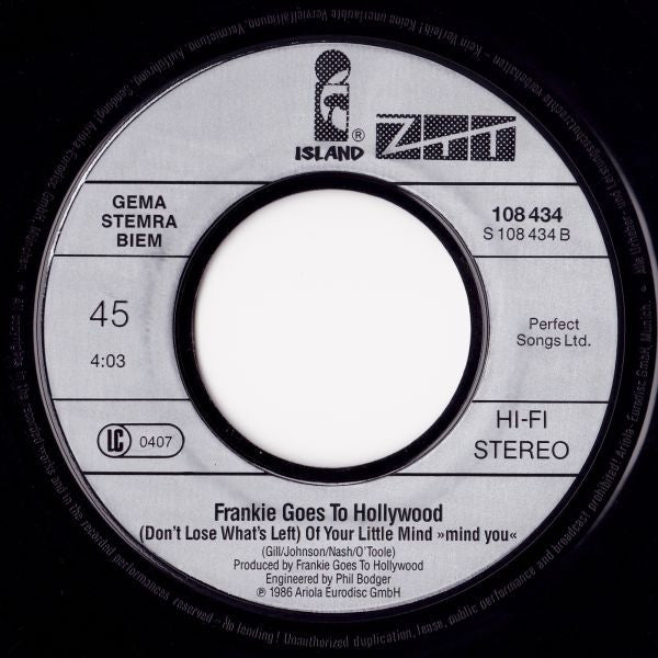 Frankie Goes To Hollywood : Rage Hard (7",45 RPM,Single,Stereo)