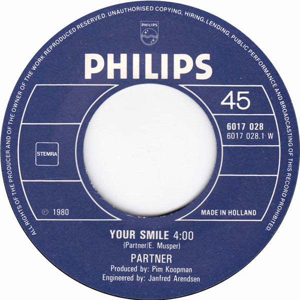 Partner : Your Smile / Quitting The Fool's Parade (7",45 RPM)