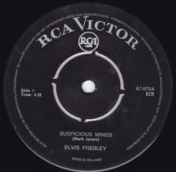 Elvis Presley : Suspicious Minds (7",45 RPM,Single)