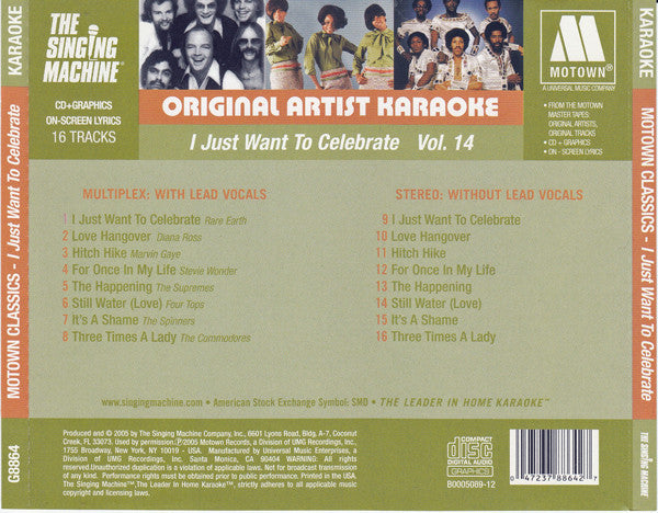 Various : Motown Original Artist Karaoke - Just Want To Celebrate Vol. 14 (CD+G,Compilation)