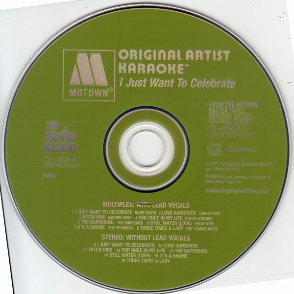 Various : Motown Original Artist Karaoke - Just Want To Celebrate Vol. 14 (CD+G,Compilation)