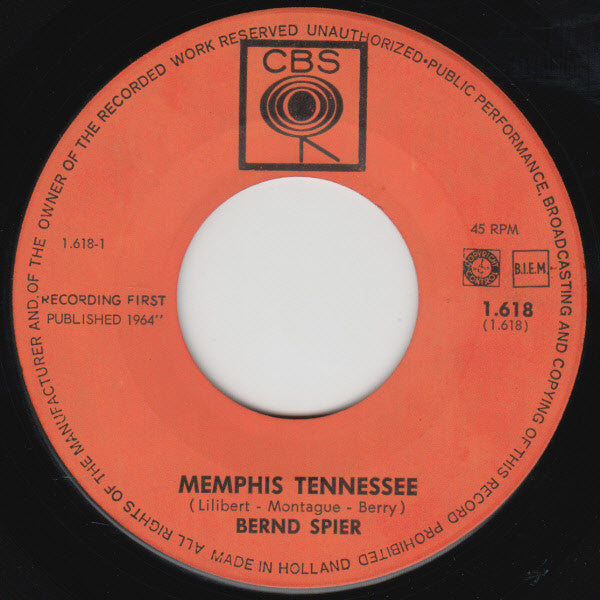 Bernd Spier : Memphis Tennessee (7",45 RPM,Single)