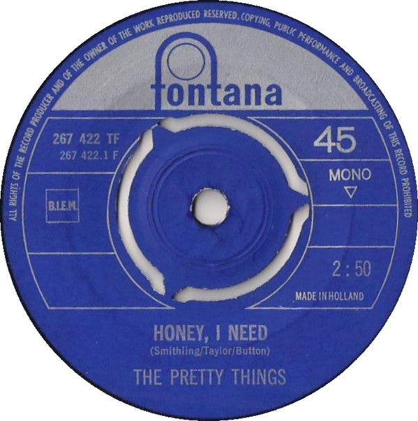 The Pretty Things : Honey, I Need / I Can Never Say (7",45 RPM,Single,Mono)
