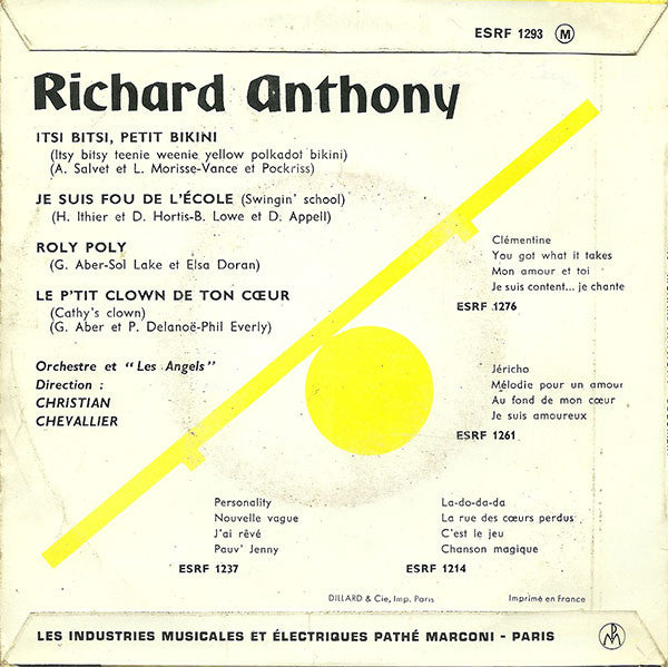 Richard Anthony (2) : Roly - Poly (7",45 RPM,EP)