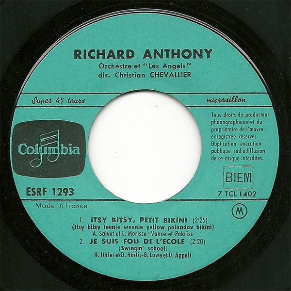 Richard Anthony (2) : Roly - Poly (7",45 RPM,EP)