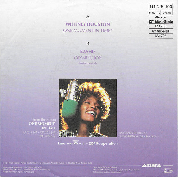 Whitney Houston : One Moment In Time (7",Single,45 RPM)