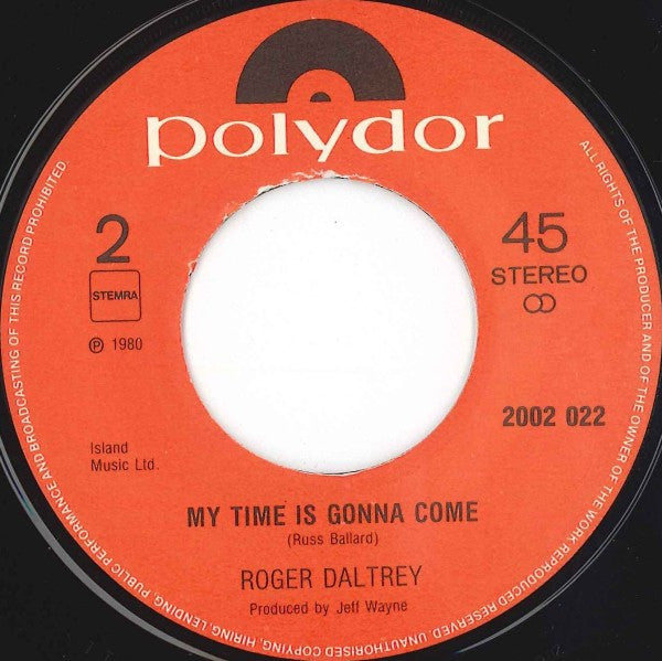 Roger Daltrey : Without Your Love (7",45 RPM,Single,Stereo)