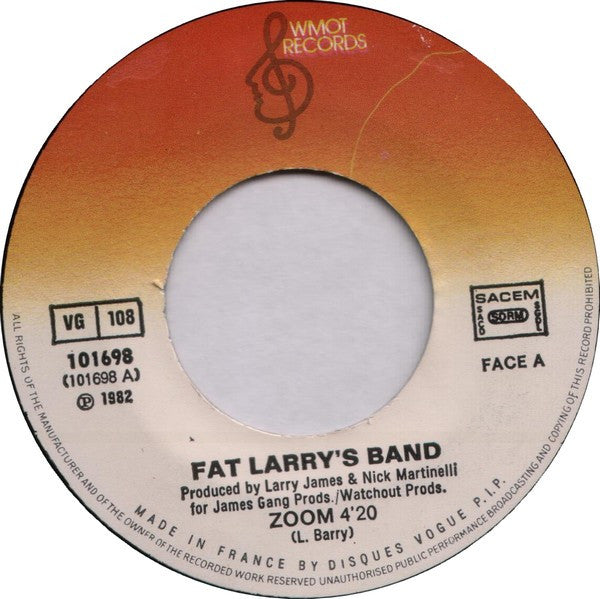 Fat Larry's Band : Zoom (7",45 RPM,Single)