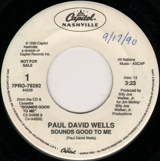Paul David Wells : Sounds Good To Me (7",45 RPM,Promo)