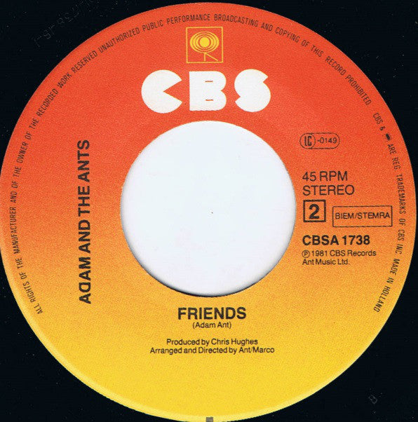 Adam And The Ants : Ant Rap (7",45 RPM,Single)