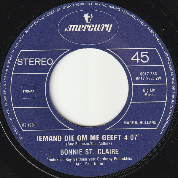 Bonnie St. Claire : Vlieg Nooit Te Hoog (7",45 RPM,Single,Stereo)