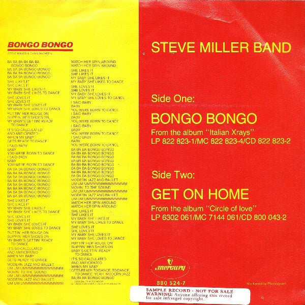 Steve Miller Band : Bongo Bongo (7",45 RPM,Single)