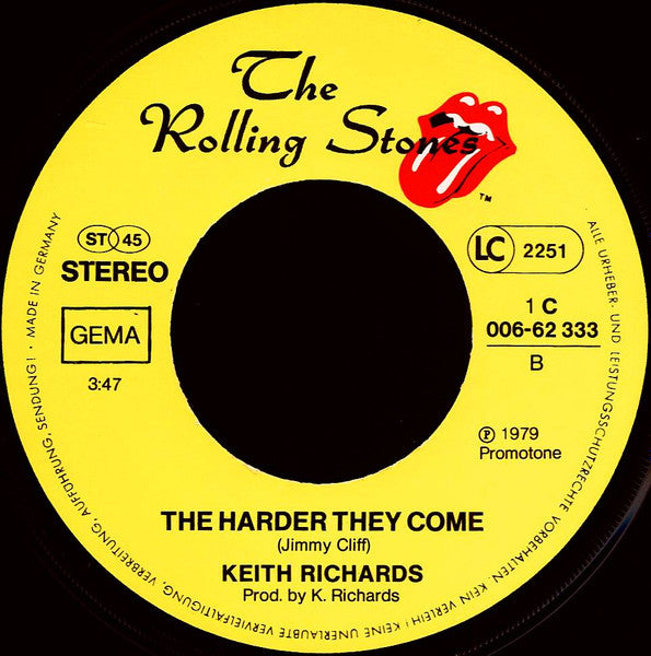 Keith Richards : Run Rudolph Run / The Harder They Come (7",45 RPM,Stereo)