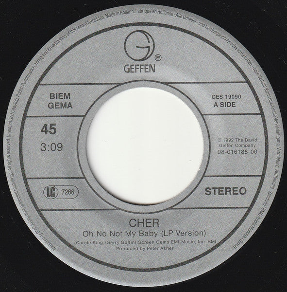 Cher : Oh No Not My Baby (7",45 RPM,Single,Stereo)