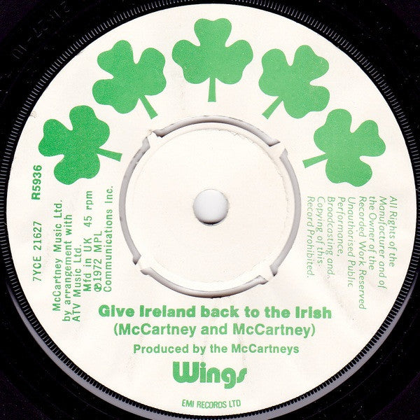 Wings (2) : Give Ireland Back To The Irish (7",Single,45 RPM,Repress)