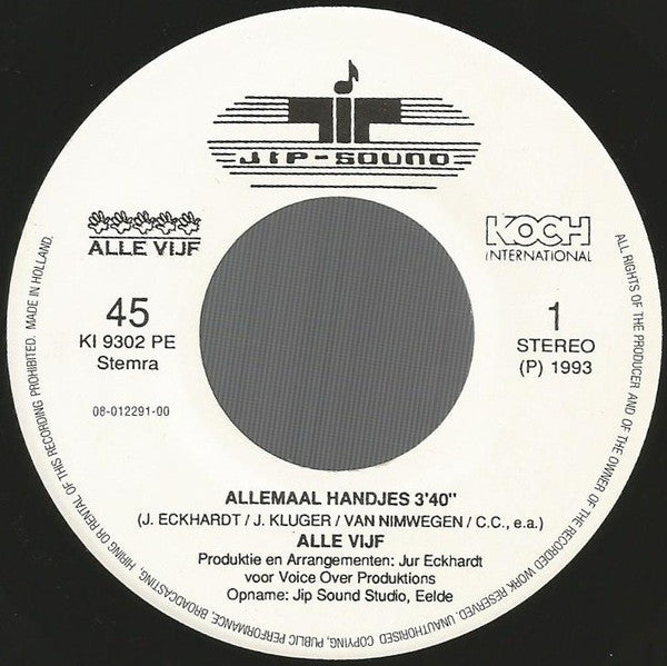 Alle Vijf : Allemaal Handjes (7",Single)