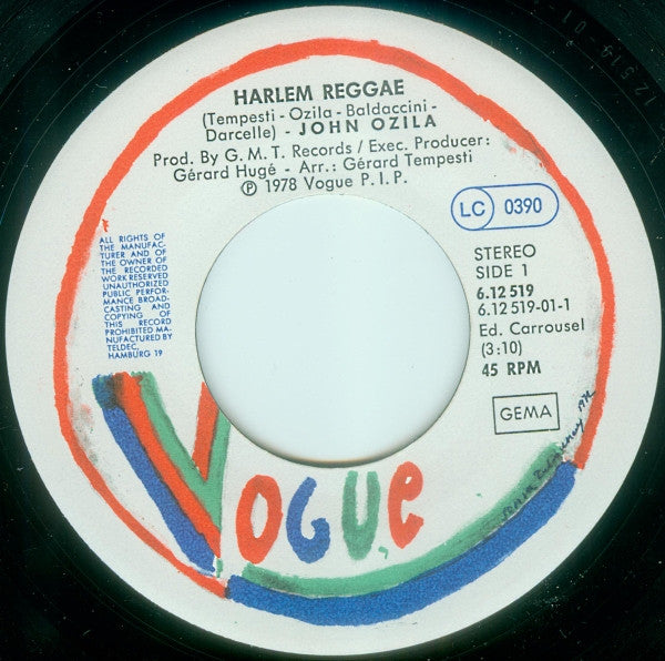 John Ozila : Harlem Reggae (7",45 RPM,Single)