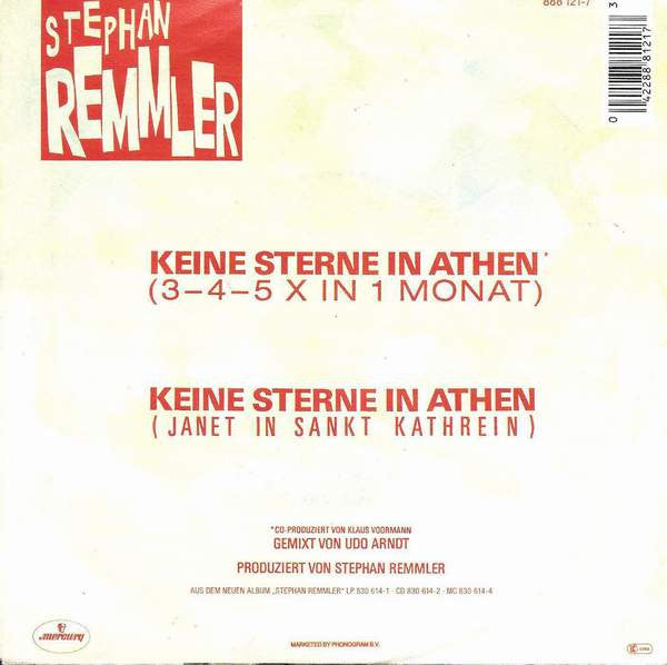 Stephan Remmler : Keine Sterne In Athen (3-4-5 X In 1 Monat) (7",Single,45 RPM)