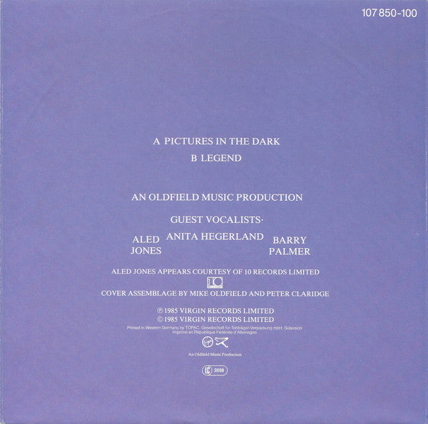 Mike Oldfield : Pictures In The Dark (7",45 RPM,Single,Stereo)