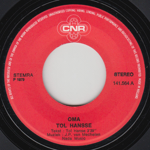 Tol Hansse : Oma (7",45 RPM,Single,Stereo)