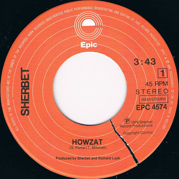 Sherbet : Howzat (7",45 RPM,Single)