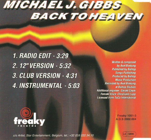 Michael J. Gibbs : Back To Heaven (Maxi-Single)