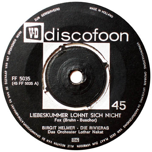 Birgit Helmer : Liebeskummer Lohnt Sich Nicht (7",45 RPM,Single)