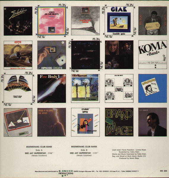 Boomerang Club Band : Dee Jay Superstar (12",33 ⅓ RPM)