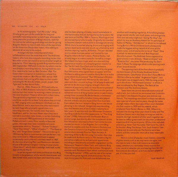 Bing Crosby And Andrews Sisters, The : Bing And The Andrews Sisters (LP,Compilation)