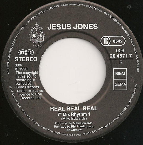 Jesus Jones : Real Real Real (7",Single,45 RPM)