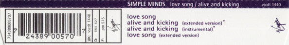 Simple Minds : Love Song / Alive And Kicking (Single)