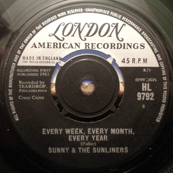 Sunny & The Sunglows / Sunny & The Sunliners : Talk To Me / Every Week, Every Month, Every Year (7",45 RPM,Single)