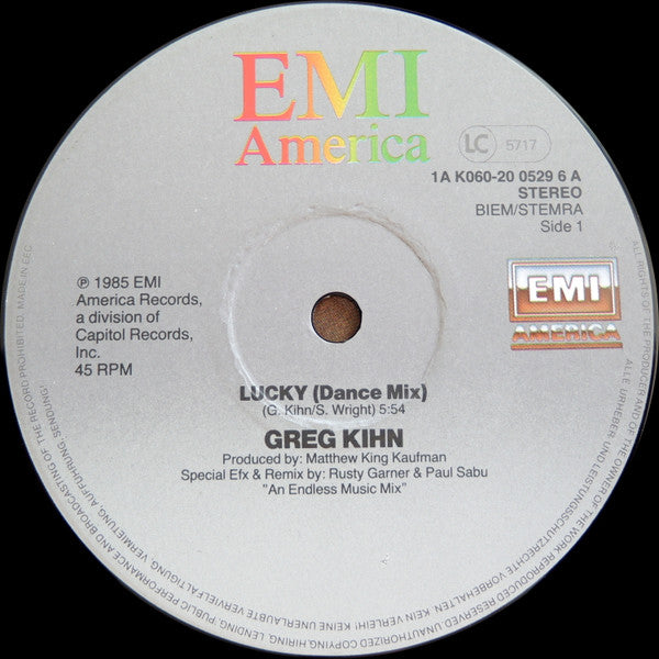 Greg Kihn : Lucky (12",45 RPM)
