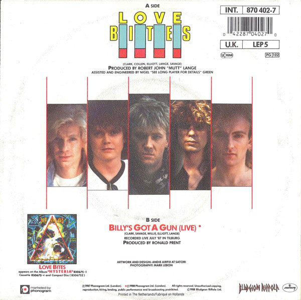 Def Leppard : Love Bites (7", Single)