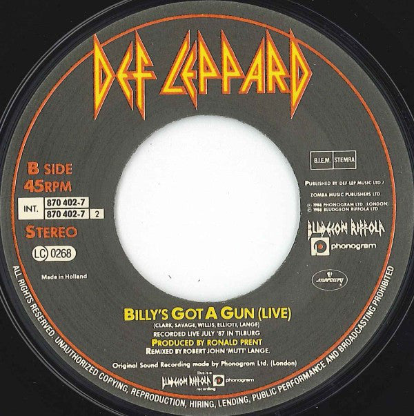 Def Leppard : Love Bites (7", Single)