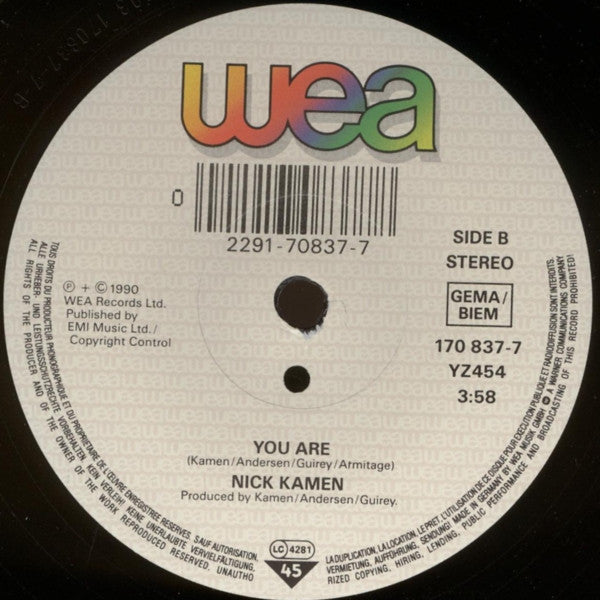 Nick Kamen : I Promised Myself (7",45 RPM,Single,Stereo)