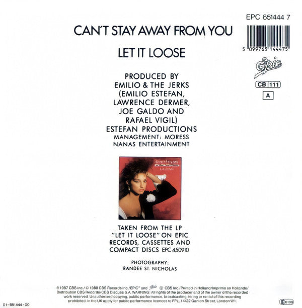 Miami Sound Machine : Can't Stay Away From You (7",Single,45 RPM)