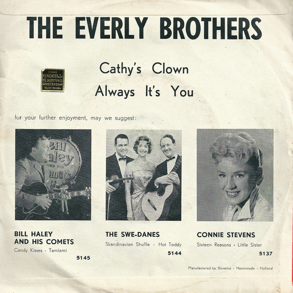 Everly Brothers : Cathy's Clown / Always It's You (7",45 RPM,Single,Mono)