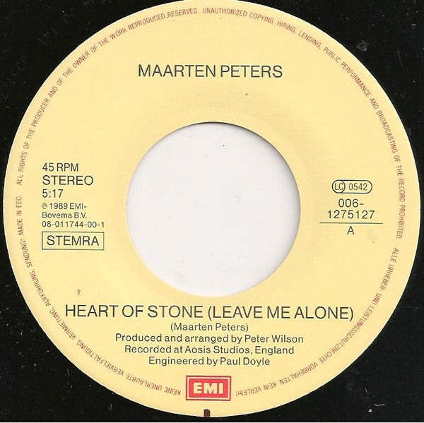 Maarten Peters : Heart Of Stone (Leave Me Alone) (7",45 RPM,Single)